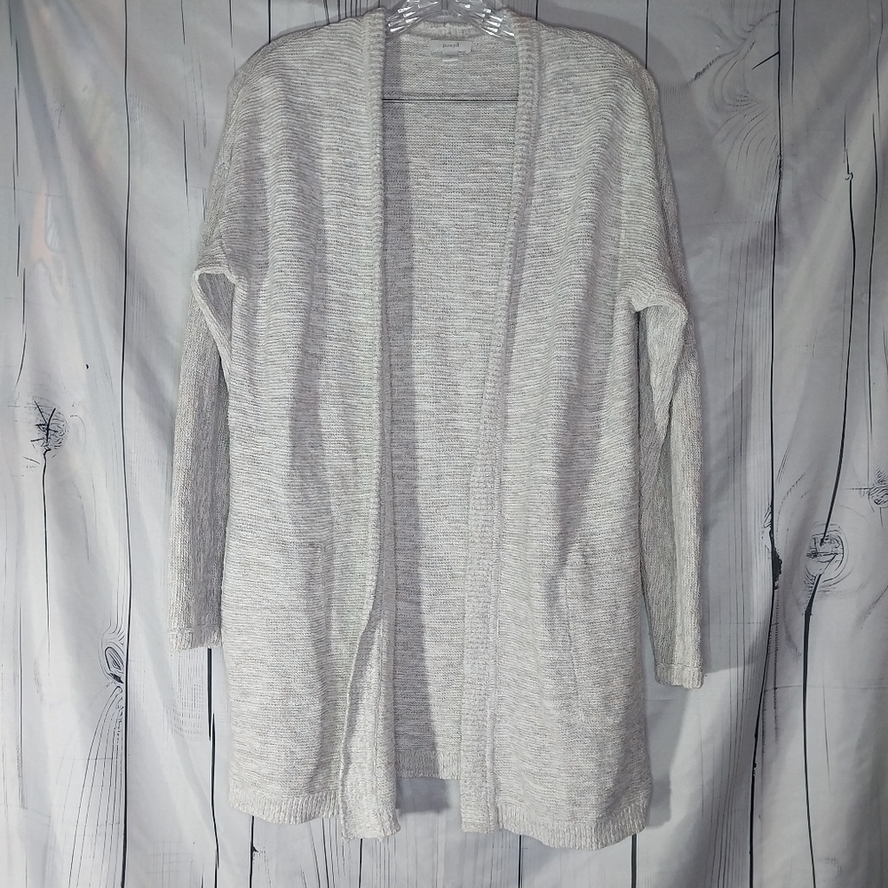 Pure Jill Open Front Cozy Long Cardigan Minimalist Boho Knit Sweater